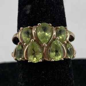 Vintage Peridot Green Gemstone Ring, 10k gold